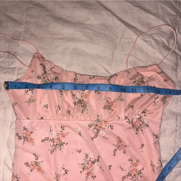 Vintage 90s babydoll  Pink Floral Slip Mini Dress Medium - Picture 3 of 8